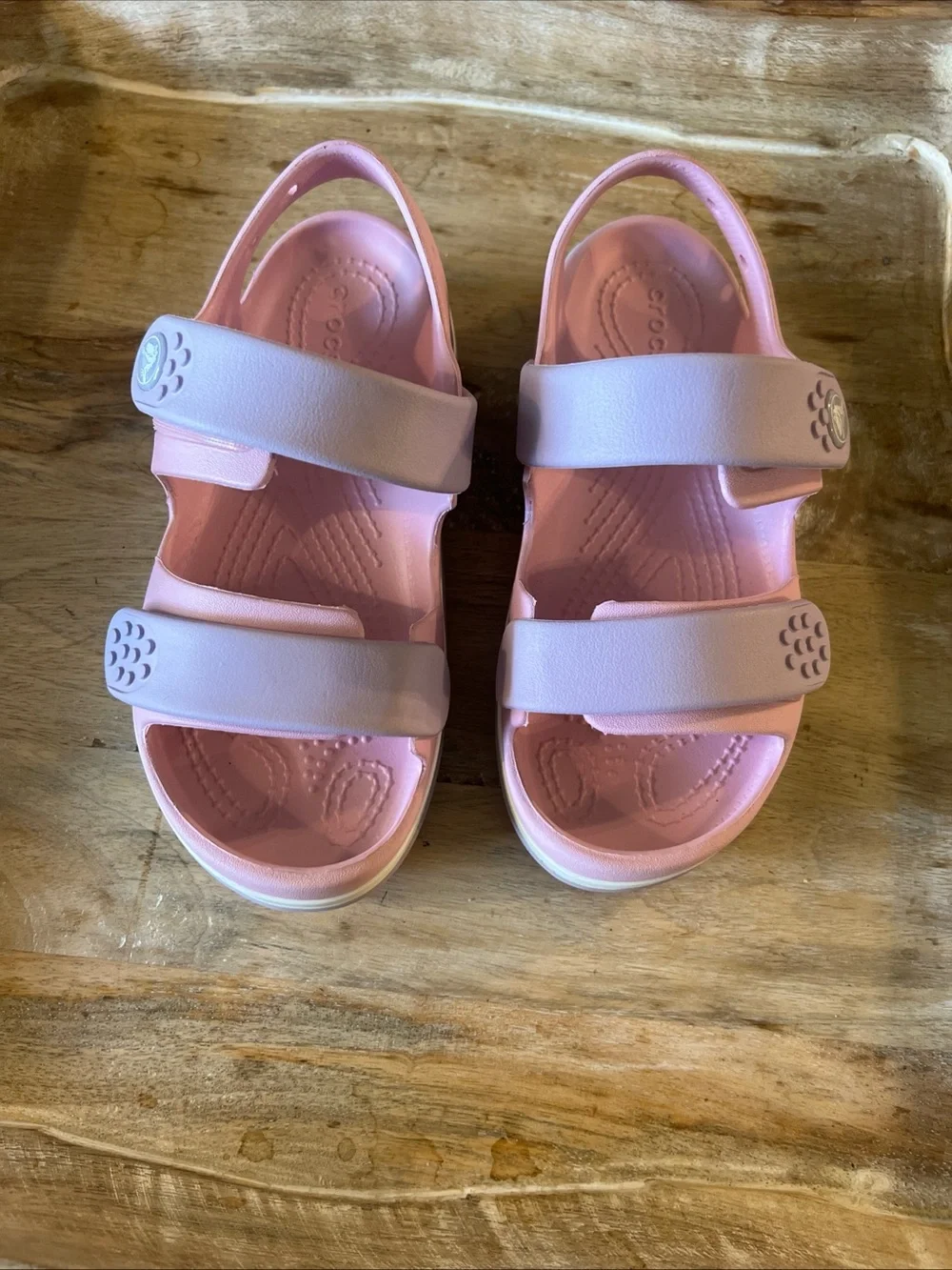CROCS Kids Pink Dual-Strap Sandals